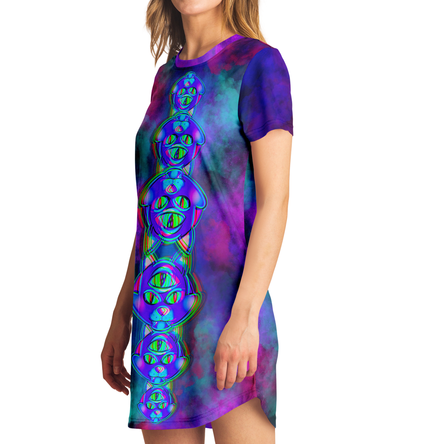 Cosmic Cat Tank T-shirt Dress